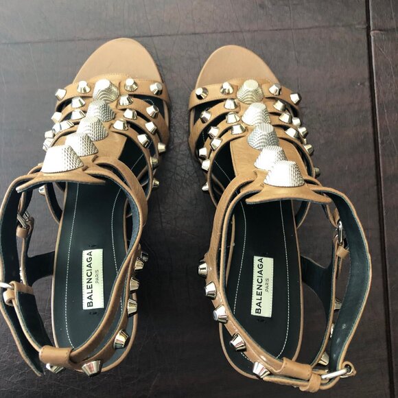 Balenciaga Arena Giant Silver Studded Gladiator Sandals Size 40 US 9 NIB - Picture 2 of 6